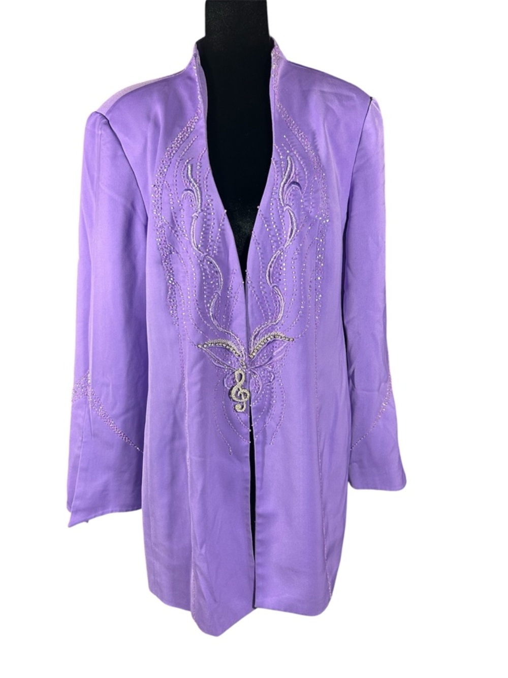 COLLEZIONI COUTURE Beaded Evening Jacket Size16 Orchidee Purple Treble Clef Gala